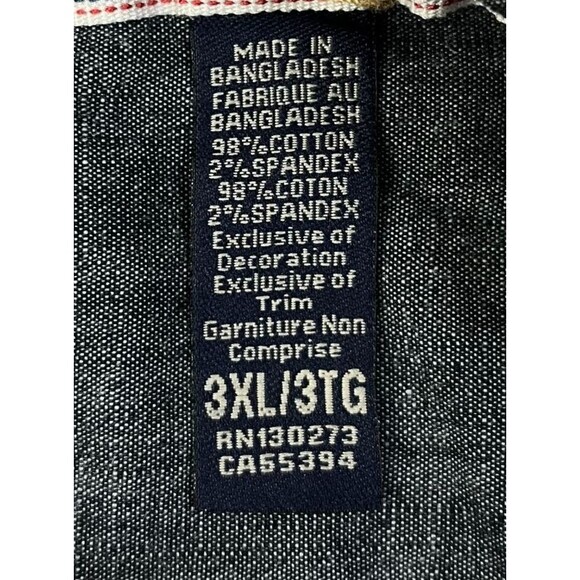 Wrangler Shirt Pearl Snap Mens 3XL Flex Blue Chambray Long Sleeve Indigo Pockets - Picture 7 of 7